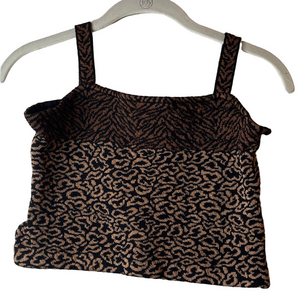 St. John Collection Black Brown leopard knit Camisole Size P